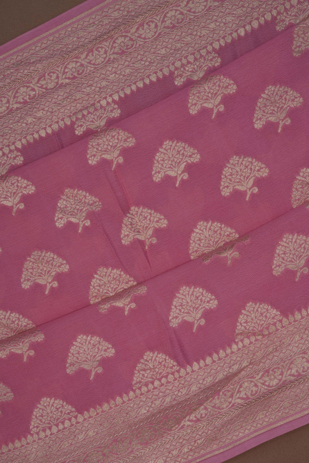 Banarasi Crepe Silk Brocade Pink Saree