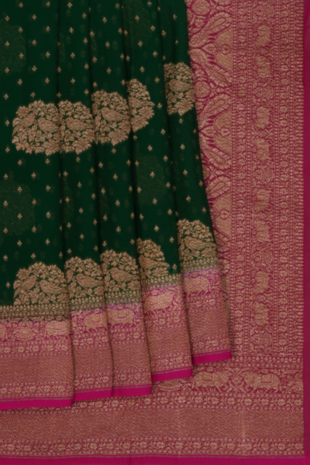 Image of Banarasi Georgette Brocade Green Saree