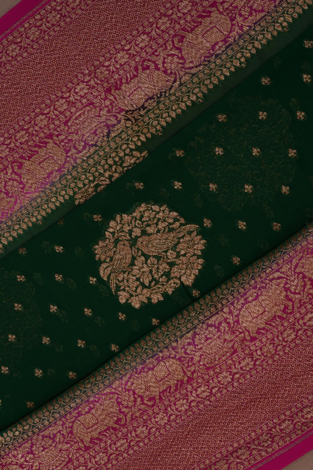 Image of Banarasi Georgette Brocade Green Saree