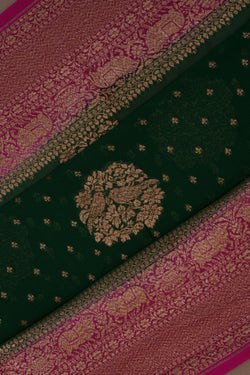 Image of Banarasi Georgette Brocade Green Saree