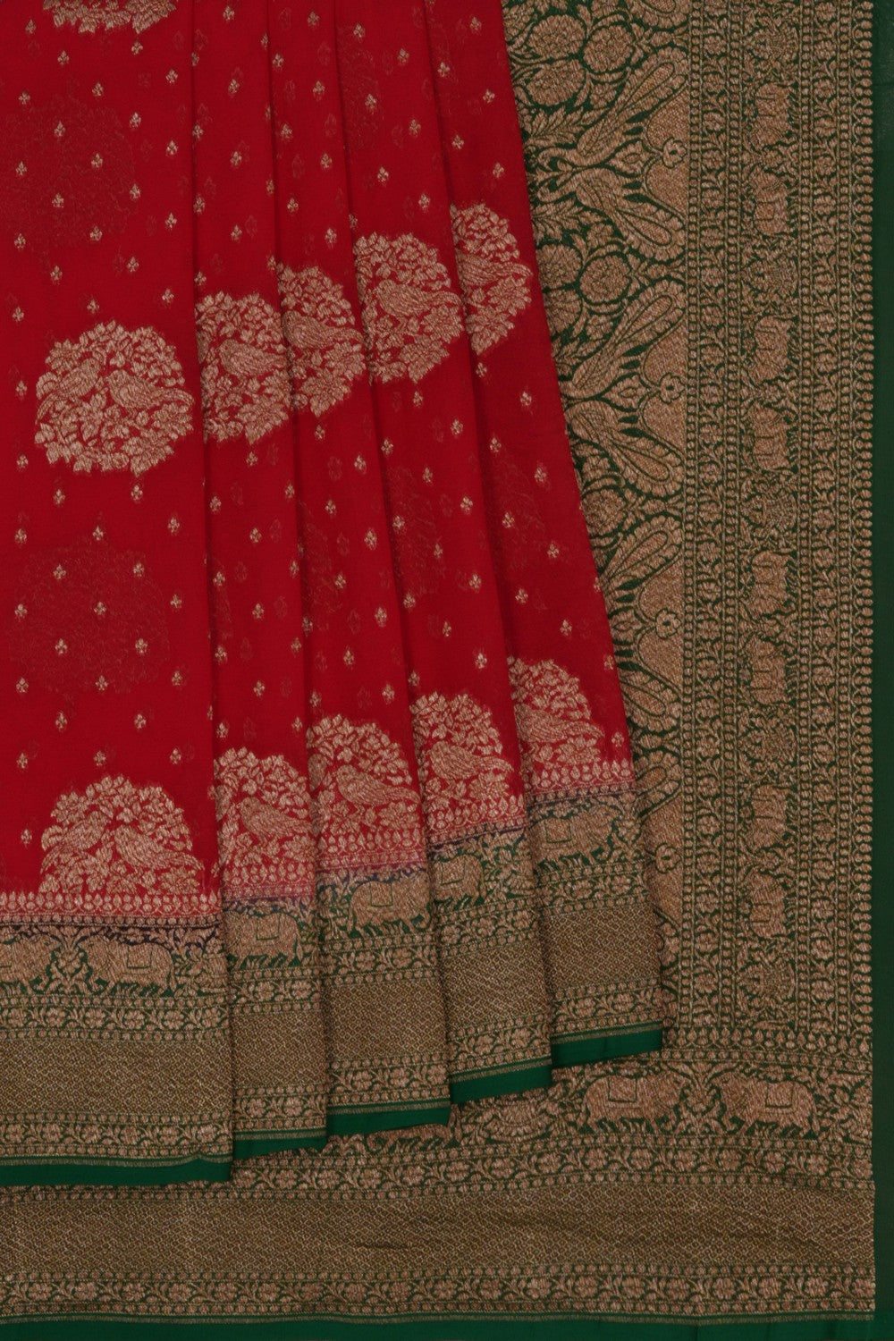 Image of Banarasi Georgette Brocade Red Saree