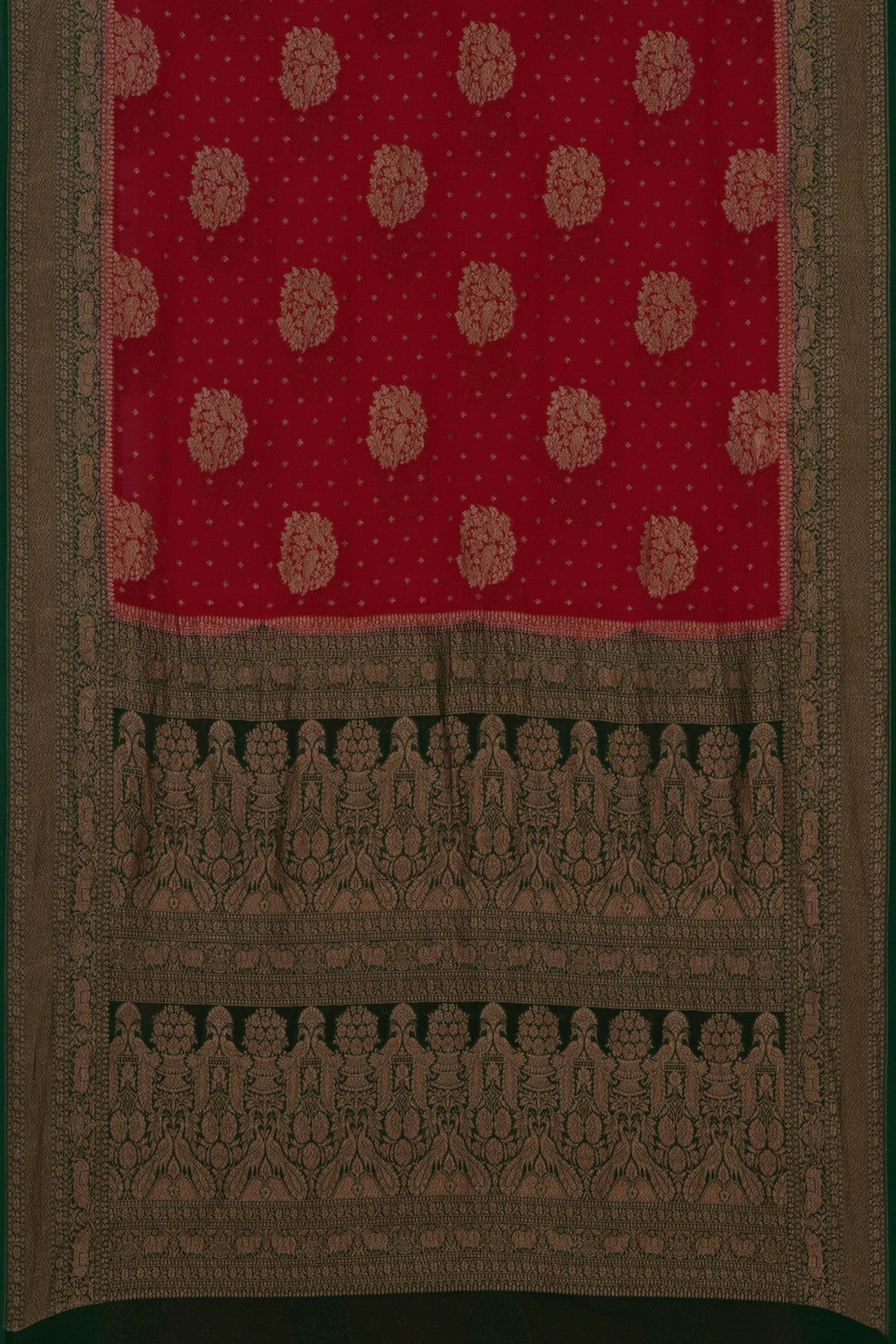 Image of Banarasi Georgette Brocade Red Saree