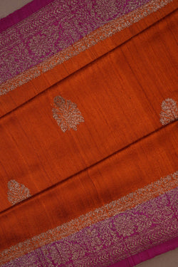 Image of Banarasi Dupion Silk Orange Saree