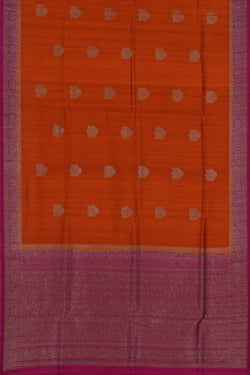 Image of Banarasi Dupion Silk Orange Saree