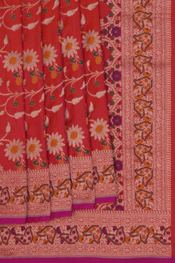 Image of Banarasi Katan Silk Red Saree