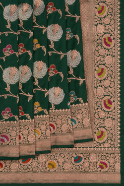 Image of Banarasi Katan Silk Green Saree