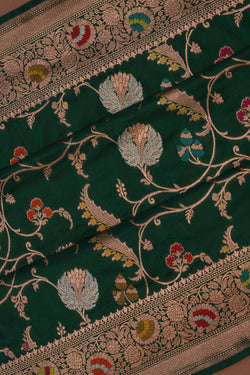 Image of Banarasi Katan Silk Green Saree