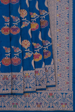 Image of Banarasi Katan Silk Blue Saree