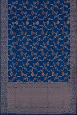 Image of Banarasi Katan Silk Blue Saree