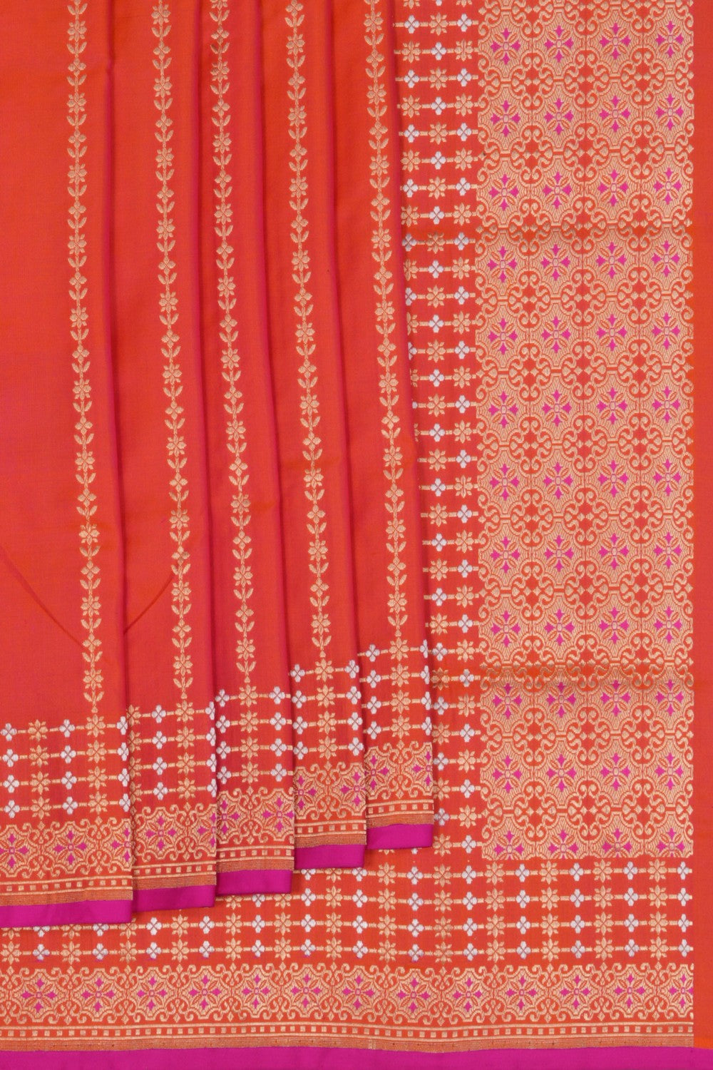Image of Banarasi Katan Silk Orange Saree