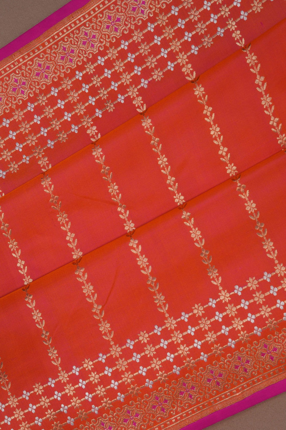 Image of Banarasi Katan Silk Orange Saree
