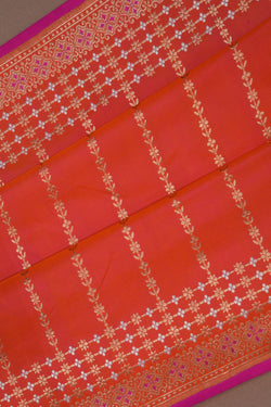 Image of Banarasi Katan Silk Orange Saree