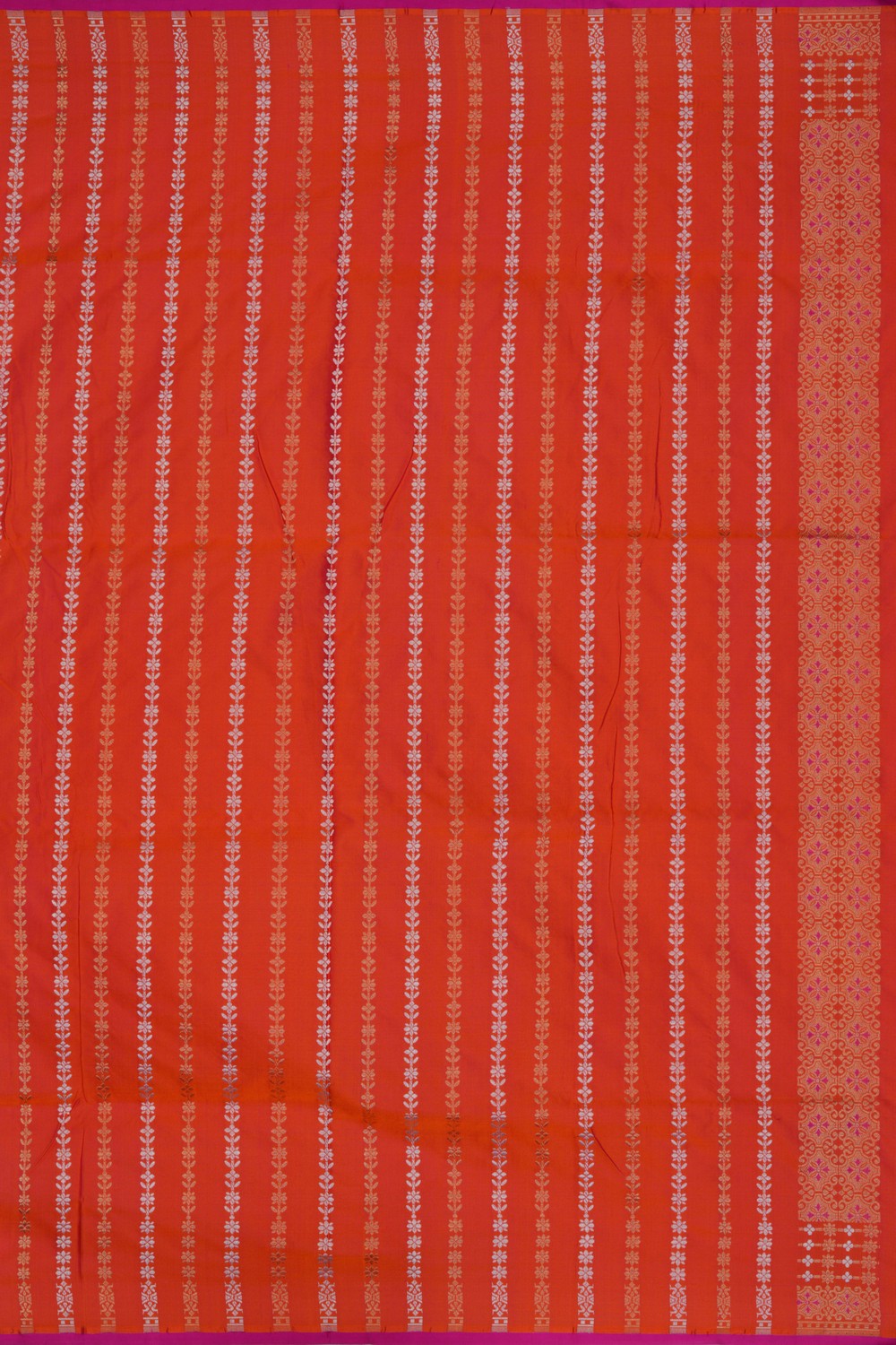 Image of Banarasi Katan Silk Orange Saree