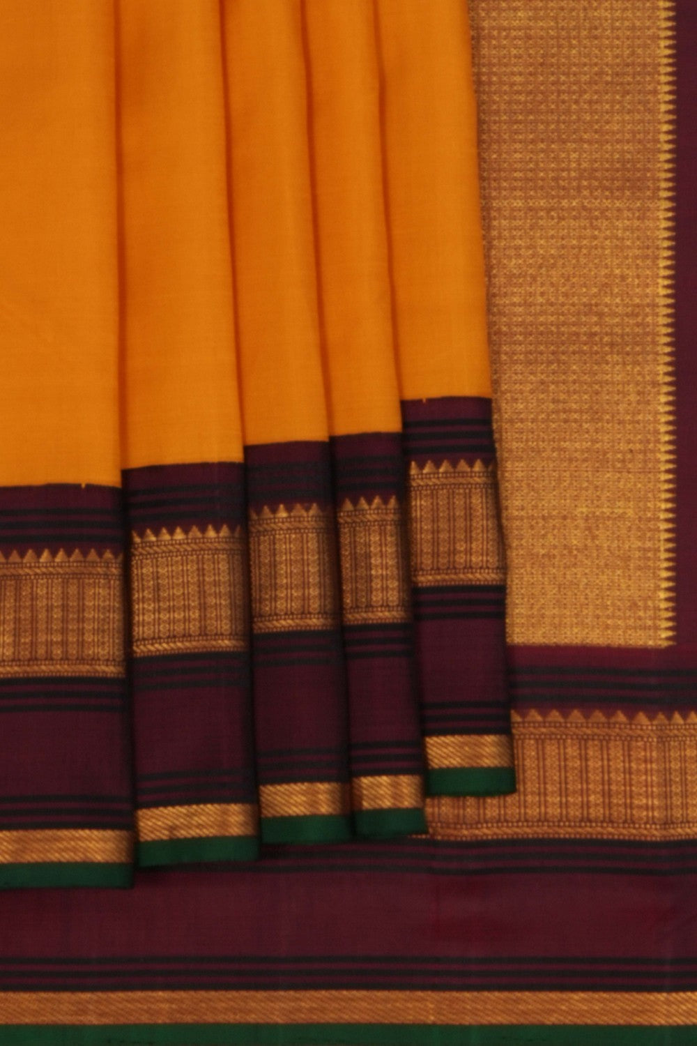 Image of Arani Silk Plain Mustard Saree