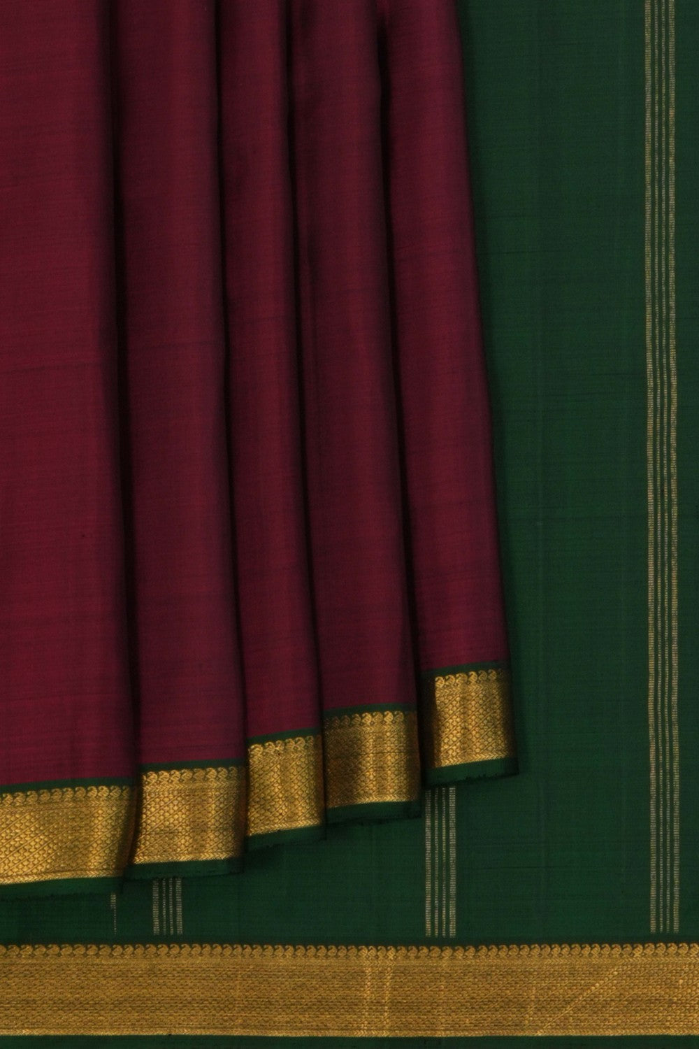 Image of Arani Silk Plain Green Saree