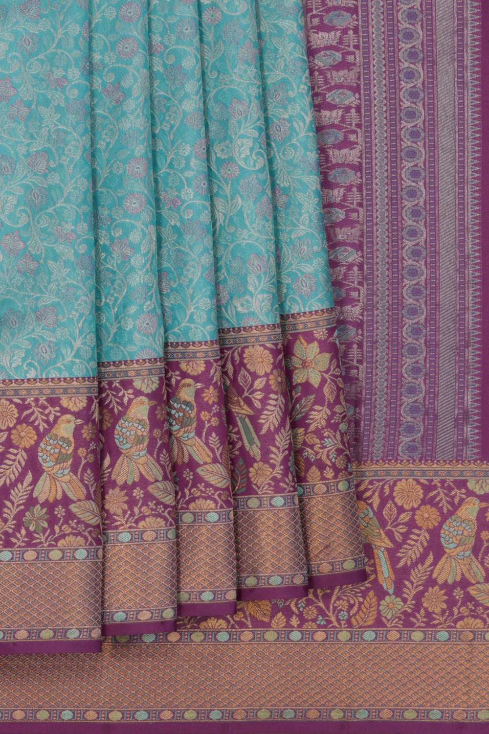 Kanchipattu Brocade Bridal Sky Blue Saree