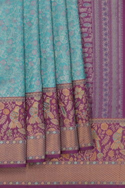 Image of Kanchipattu Brocade Bridal Sky Blue Saree