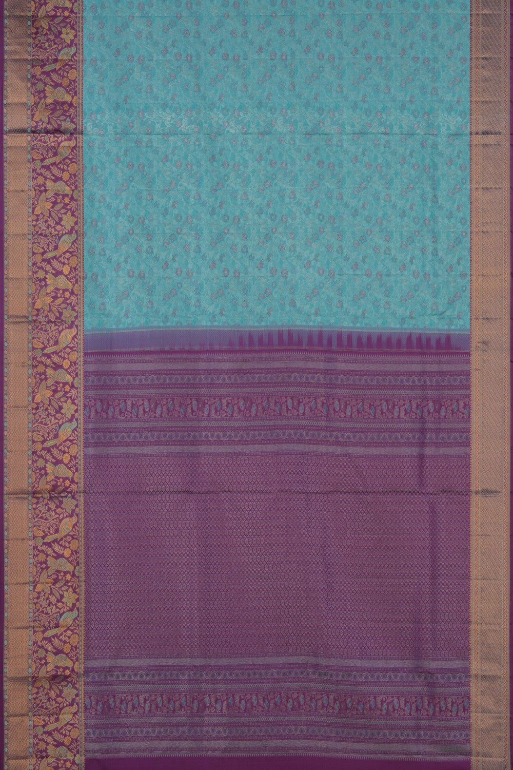 Kanchipattu Brocade Bridal Sky Blue Saree