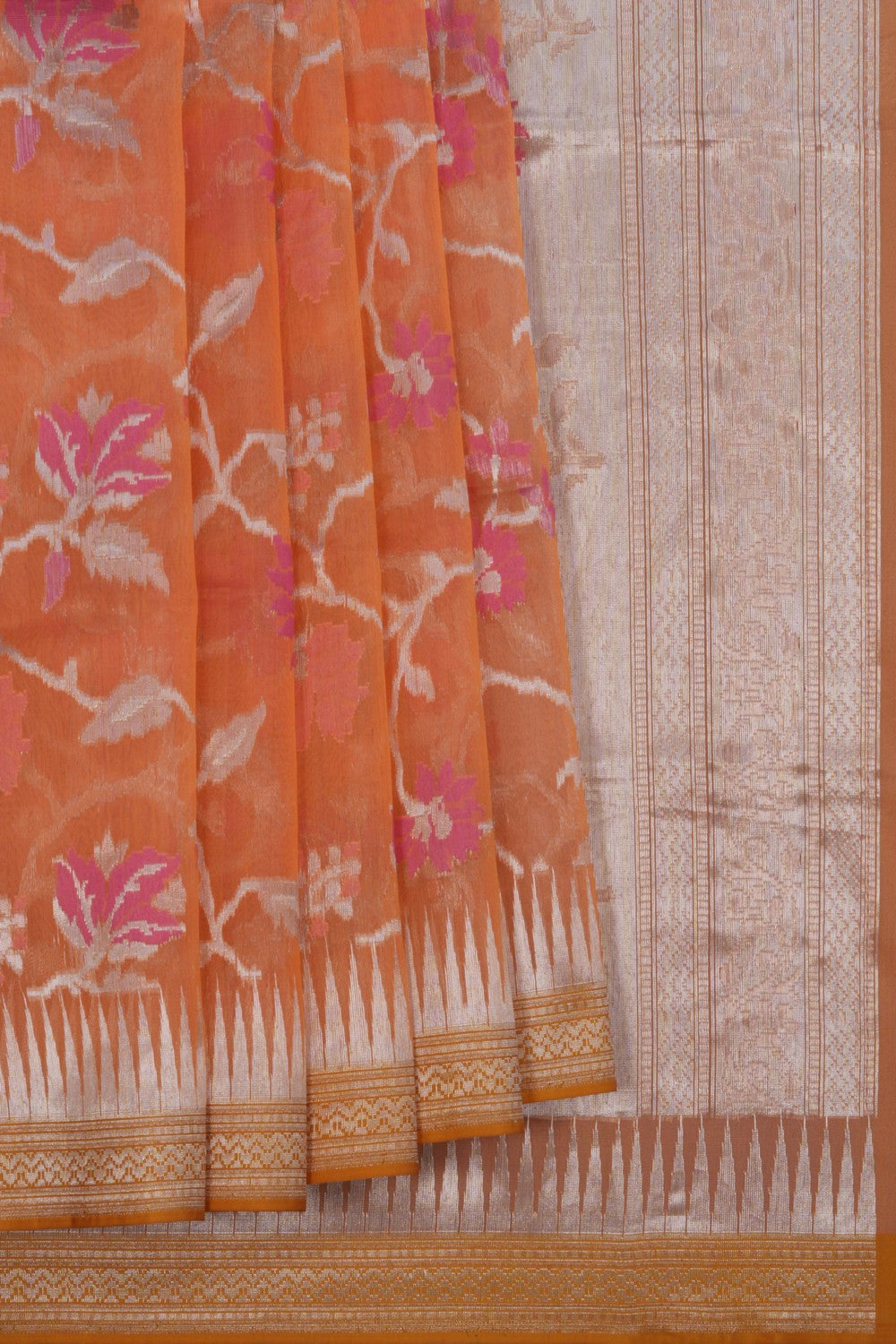Image of Kora Silk Brocade Peach Saree