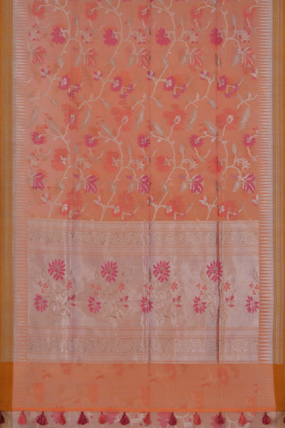 Image of Kora Silk Brocade Peach Saree