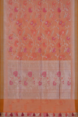 Image of Kora Silk Brocade Peach Saree