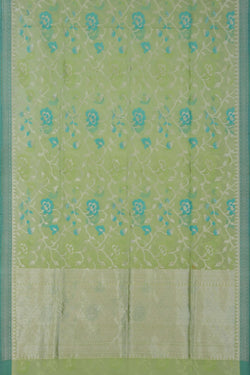 Image of Kora Silk Brocade Green Saree