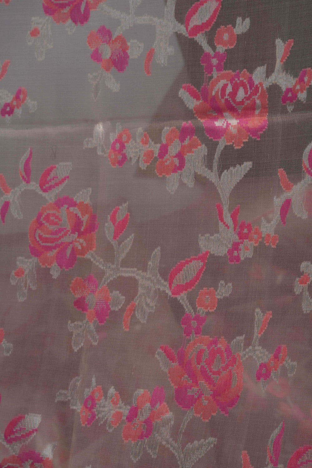 Kora Silk Brocade Off White Saree