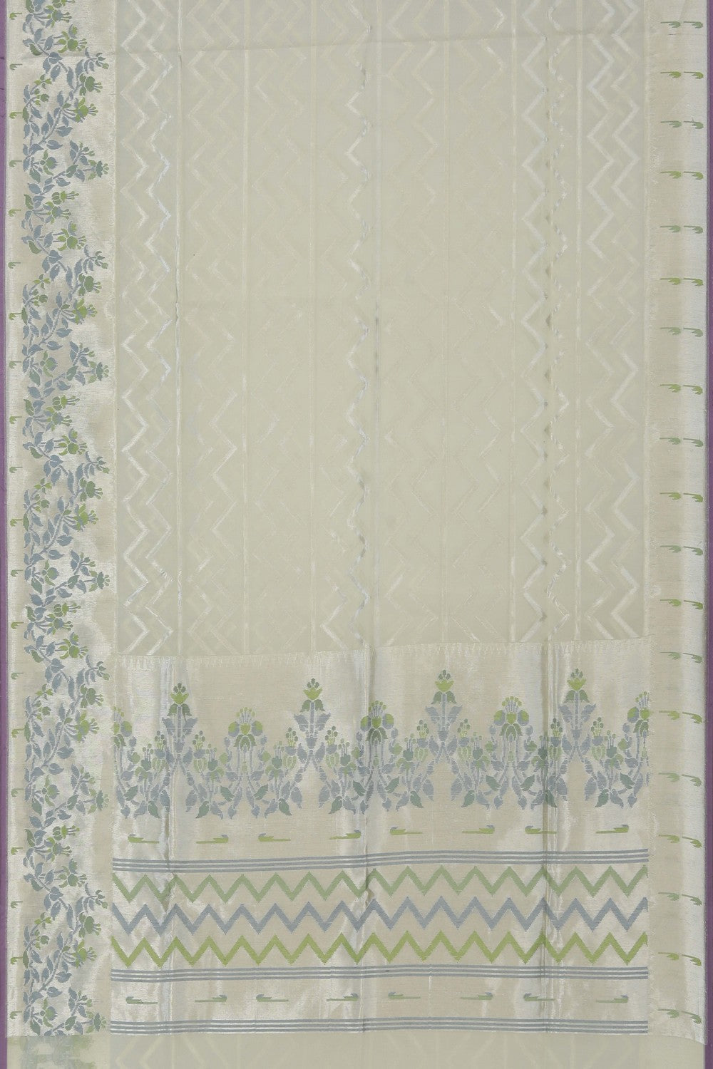 Kora Silk Brocade Off White Saree