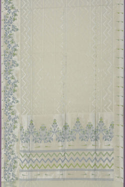 Image of Kora Silk Brocade Off White Saree