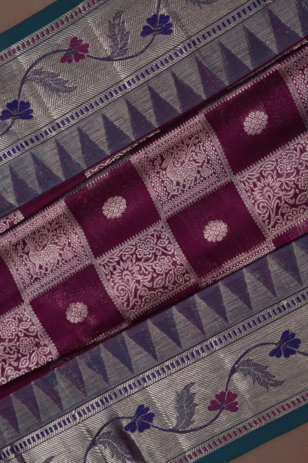 Image of Venkatagiri Silk Maroon Saree