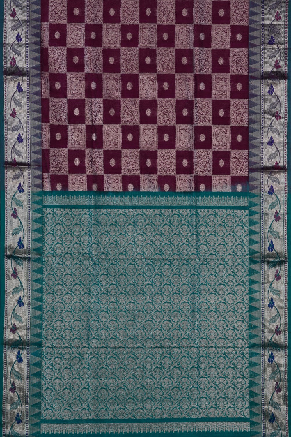 Image of Venkatagiri Silk Maroon Saree