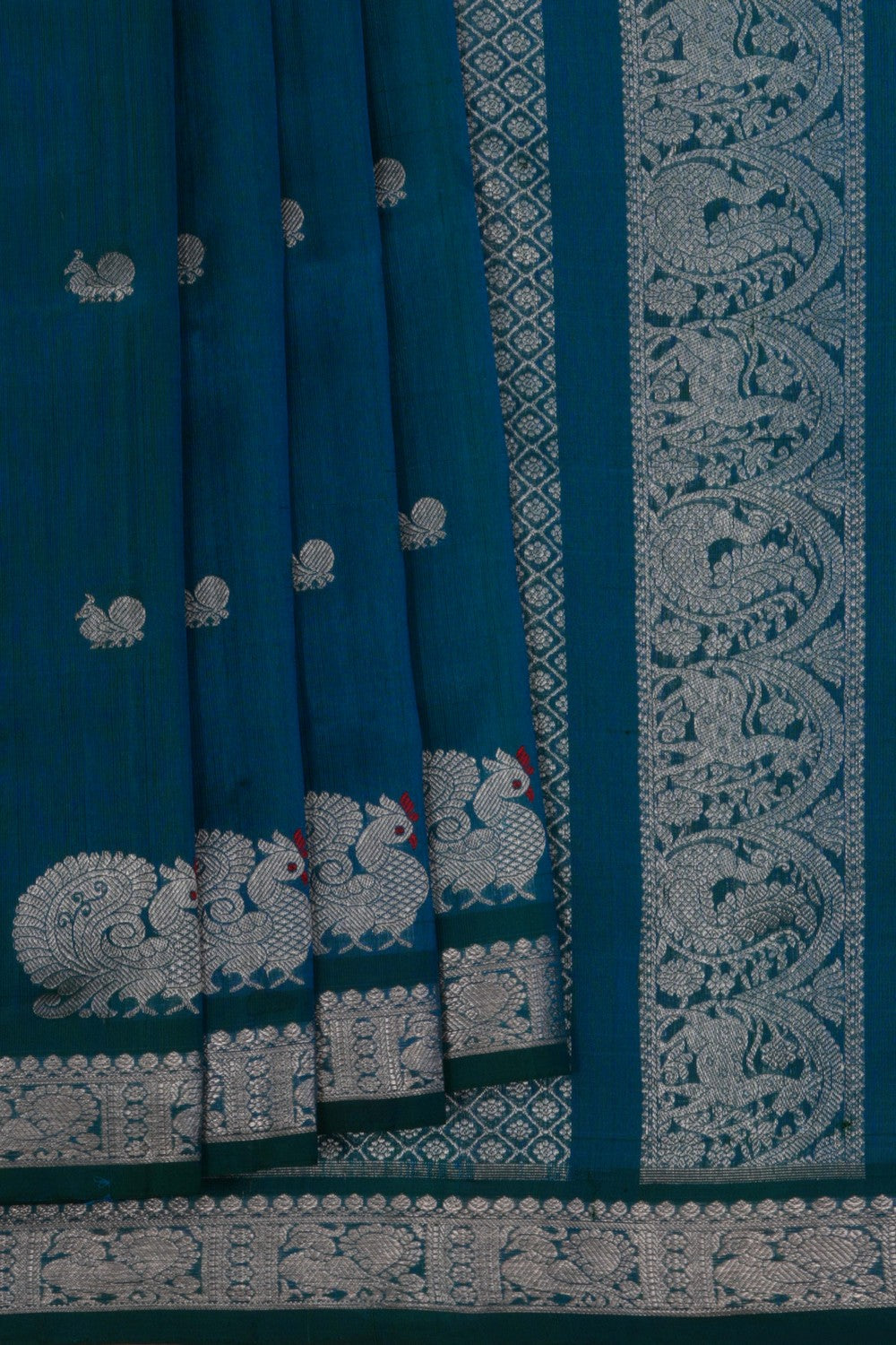 Image of Venkatagiri Silk Blue Saree