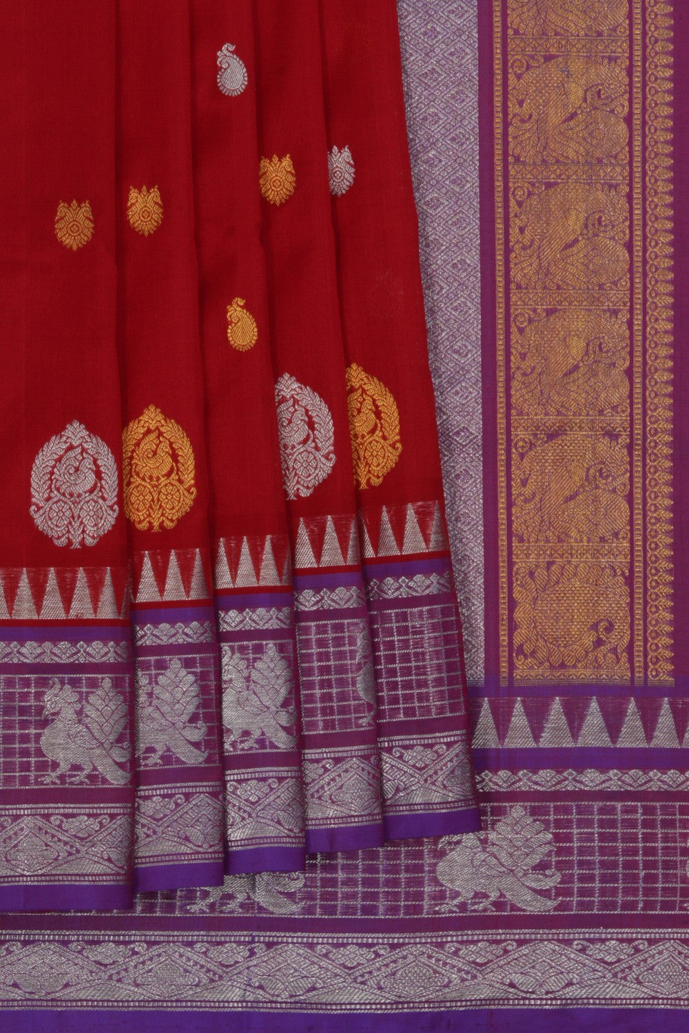 Image of Venkatagiri Silk Red Saree