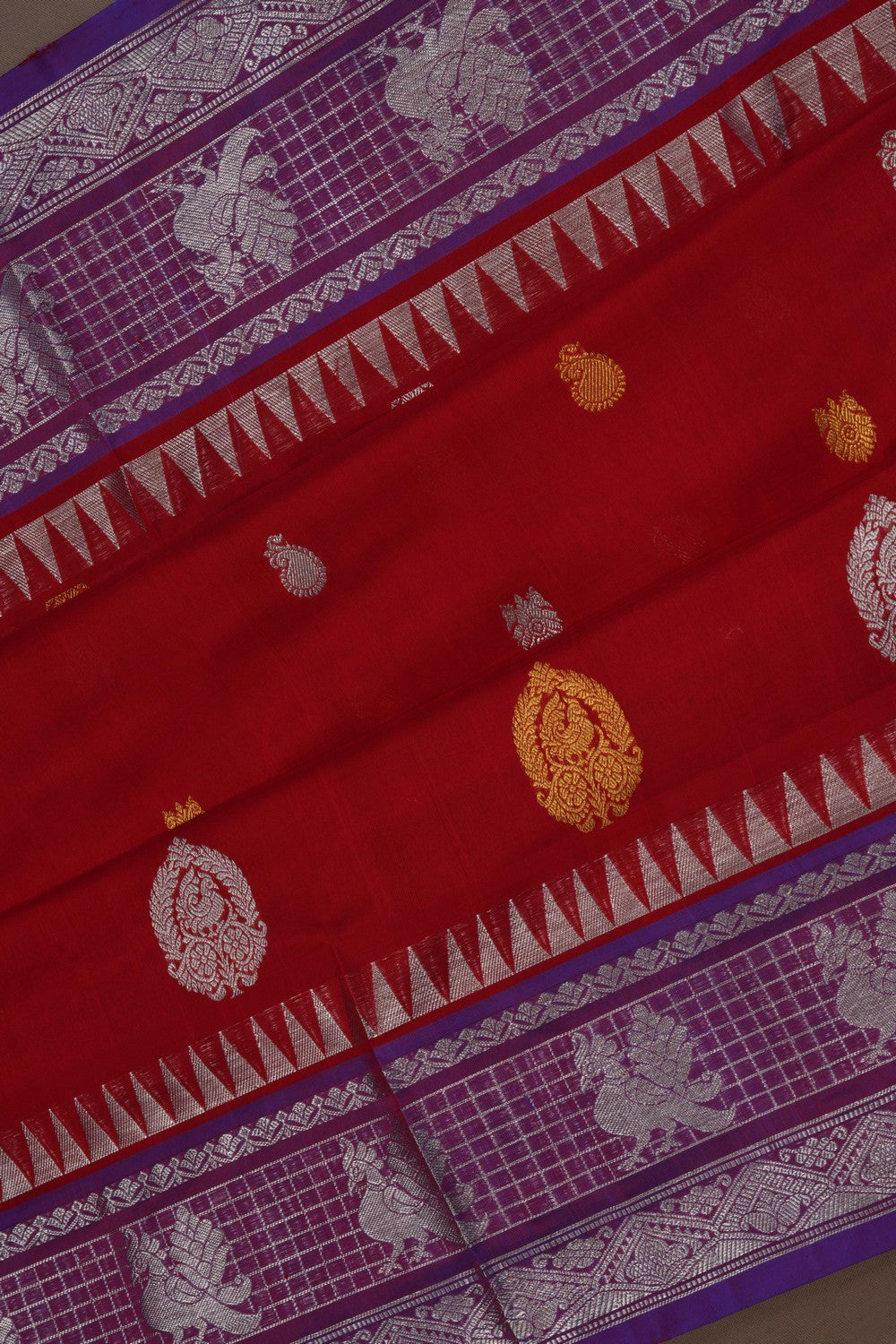 Image of Venkatagiri Silk Red Saree