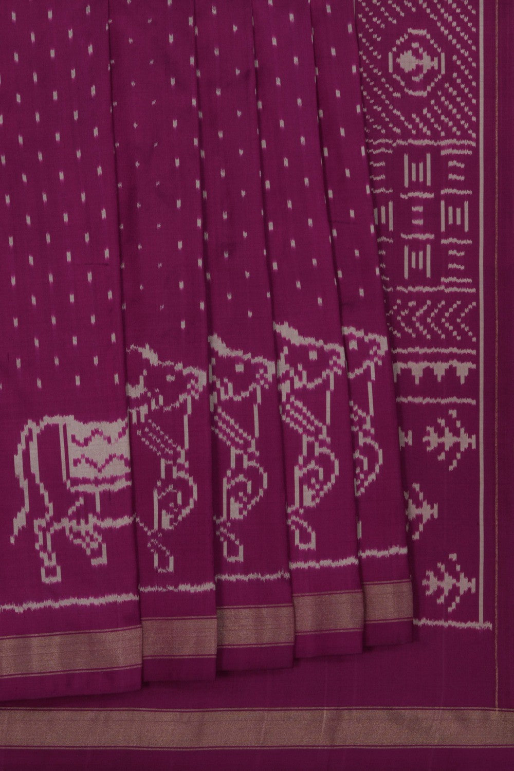 Image of Pochampally Ikat Silk Magenta Saree