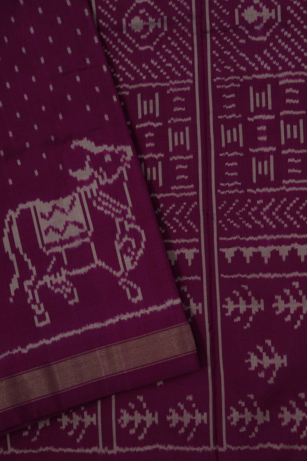 Image of Pochampally Ikat Silk Magenta Saree
