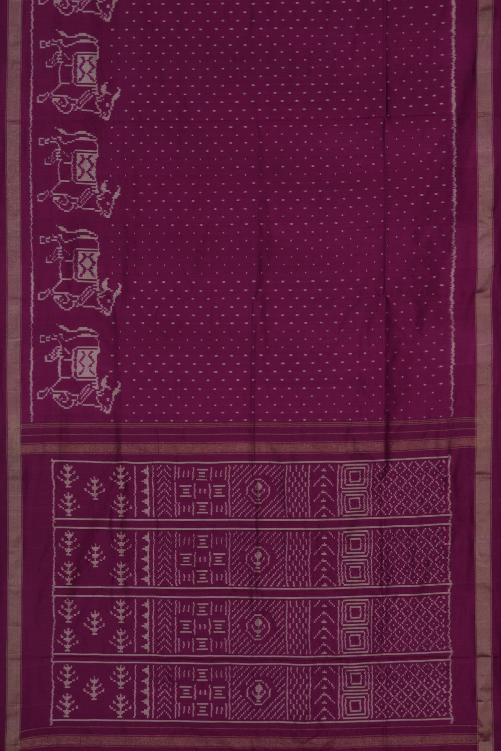 Image of Pochampally Ikat Silk Magenta Saree