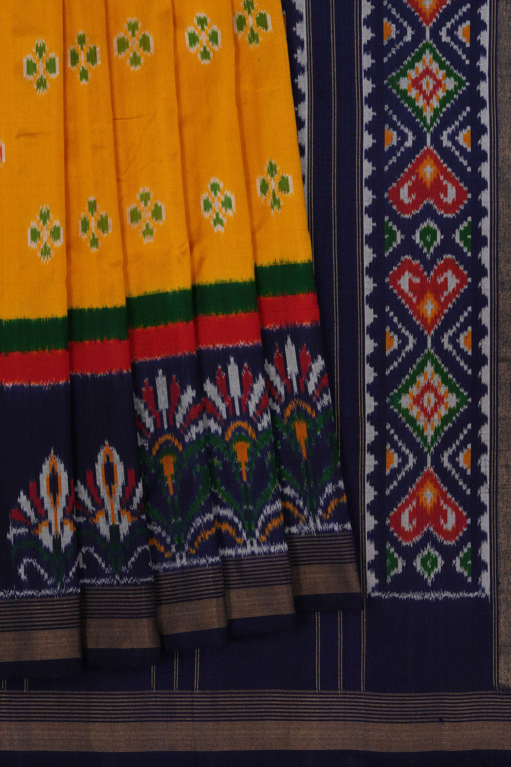 Image of Pochampally Ikat Silk Yellow Saree