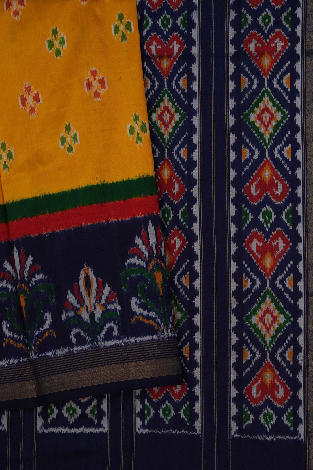 Pochampally Ikat Silk Yellow Saree