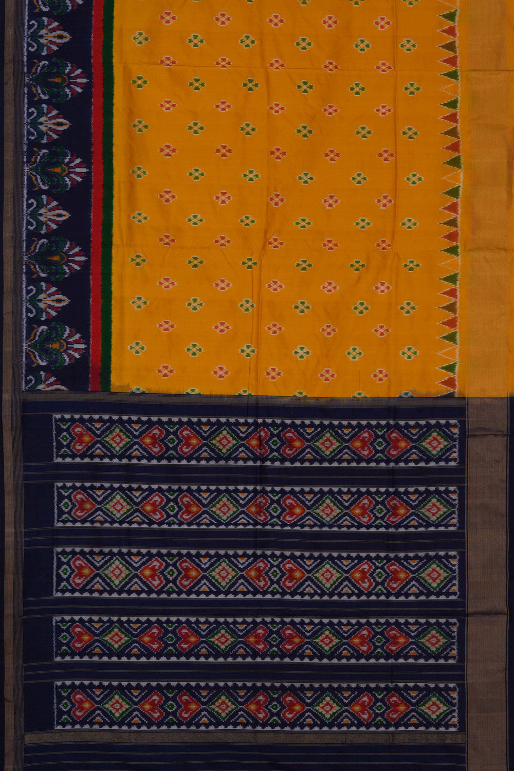 Pochampally Ikat Silk Yellow Saree