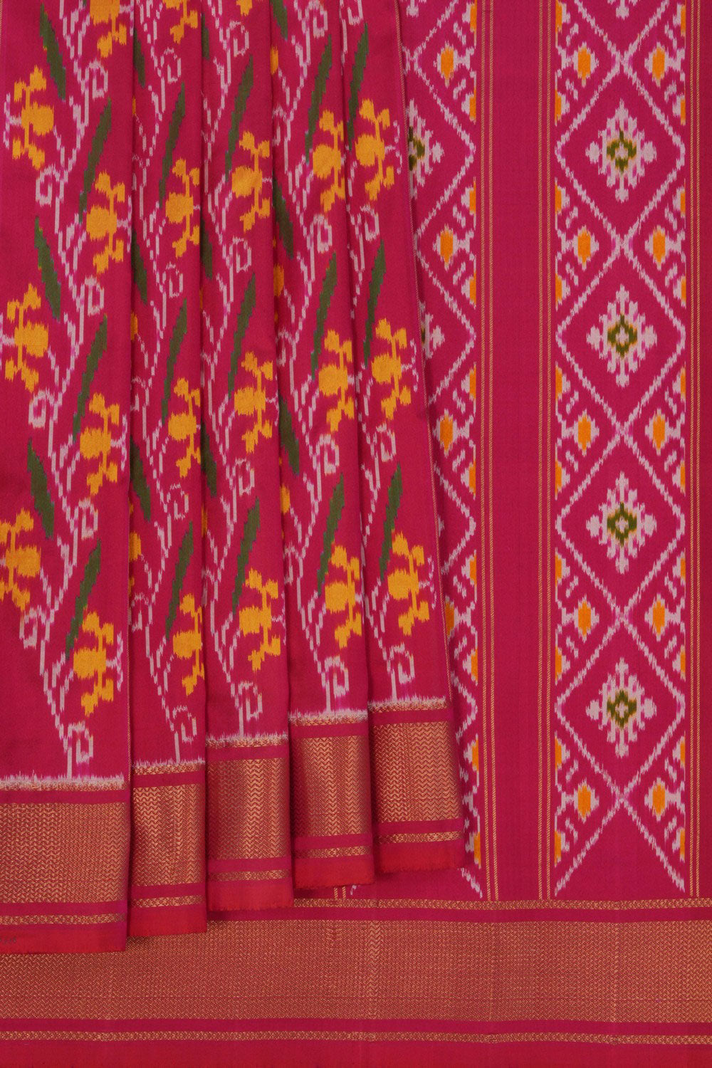 Image of Pochampally Ikat Silk Pink Saree
