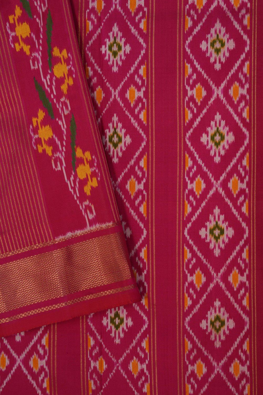 Image of Pochampally Ikat Silk Pink Saree