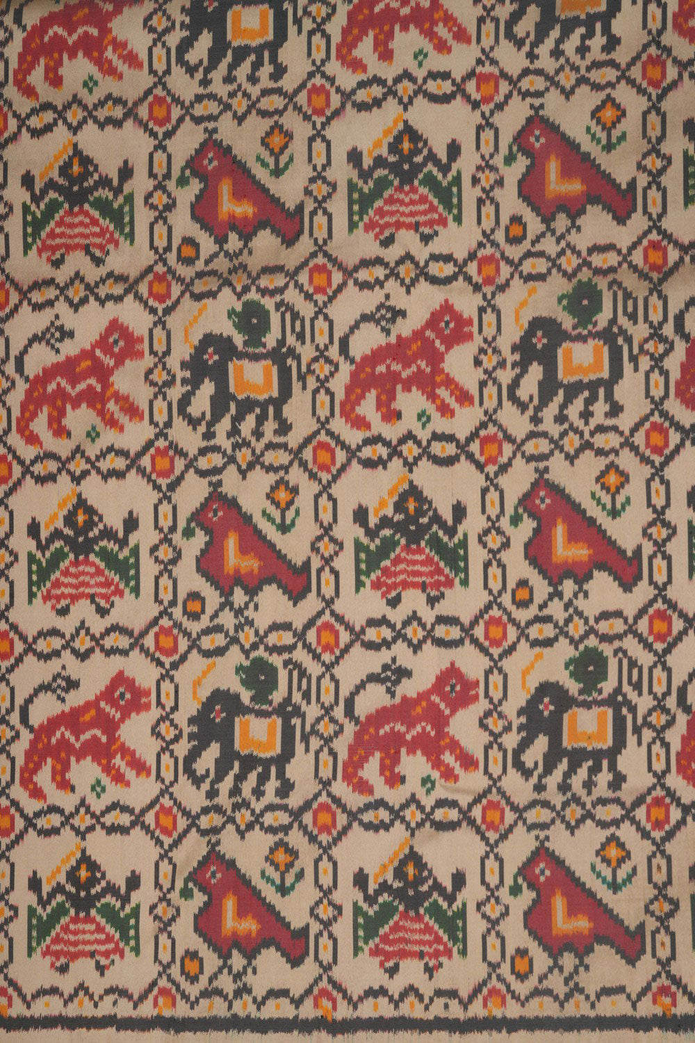 Pochampally Ikat Silk Cream Saree
