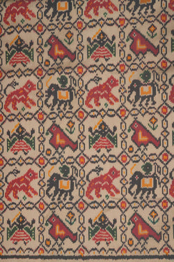 Image of Pochampally Ikat Silk Cream Saree