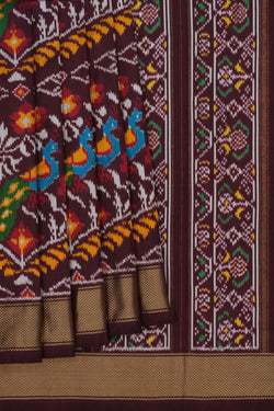 Image of Pochampally Ikat Silk Brown Saree