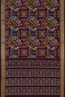Image of Pochampally Ikat Silk Brown Saree