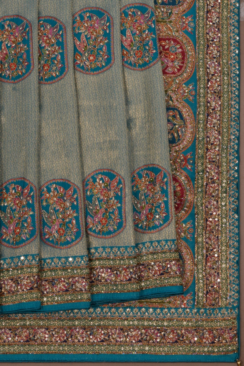 A Tissue Embroidery Saree