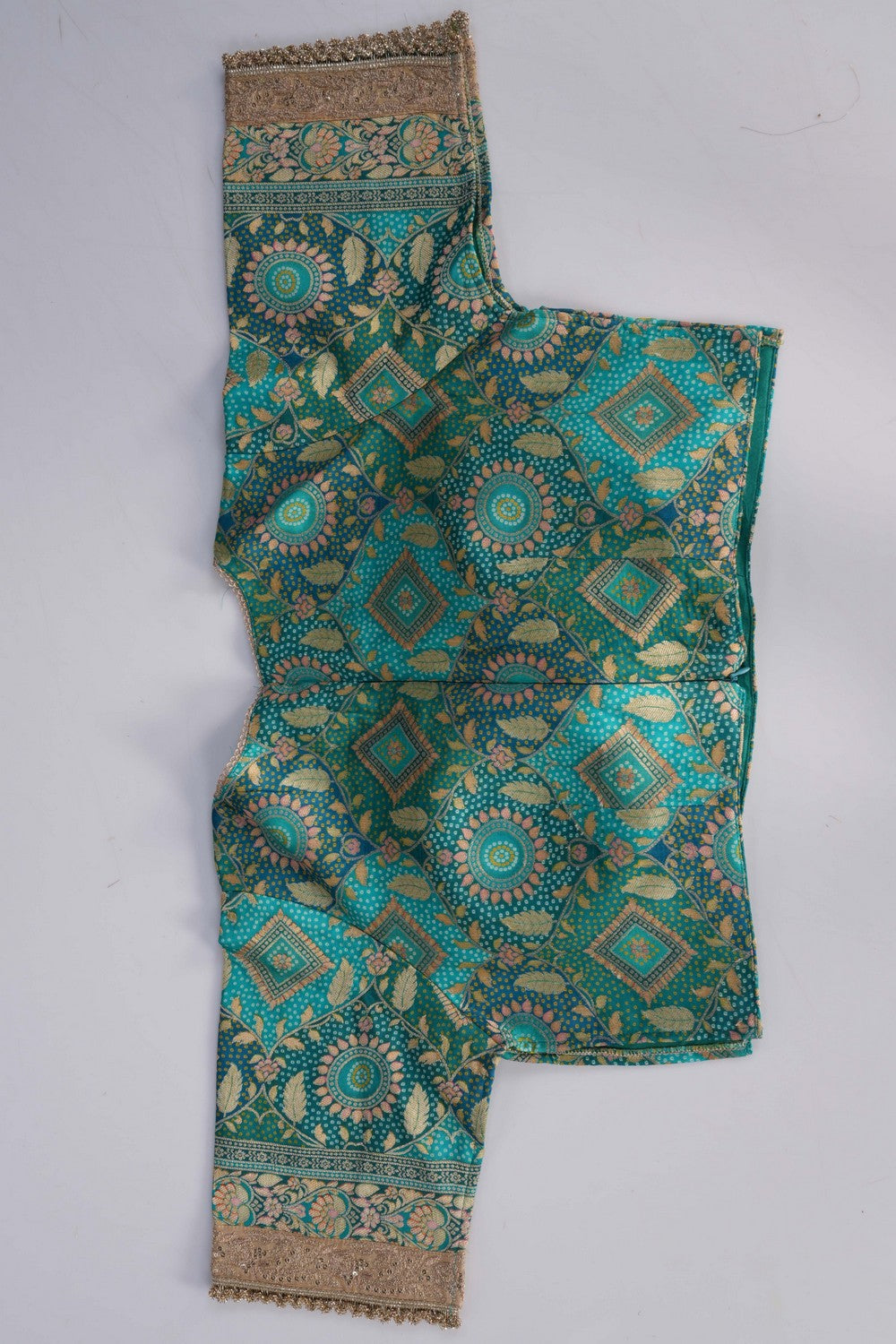 A Sea Green Brocade Embroidery Saree