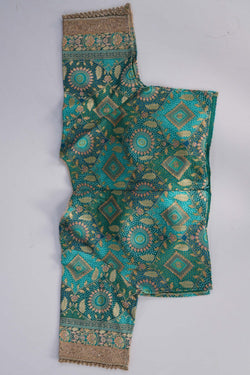 Image of A Sea Green Brocade Embroidery Saree