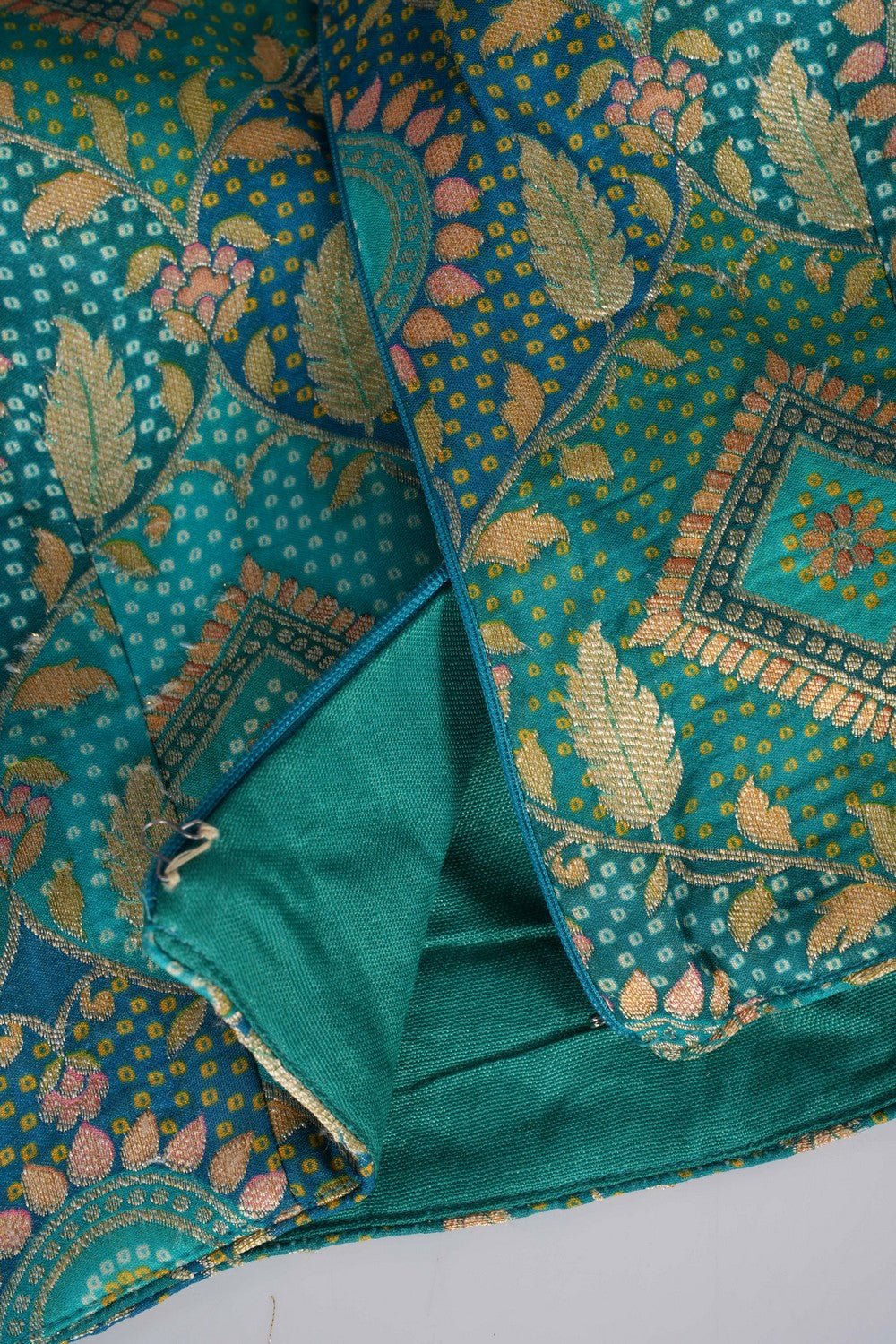 A Sea Green Brocade Embroidery Saree